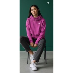 Nike Women's Pink Heathered Cowl Neck Hoodie Sweatshirt Size M